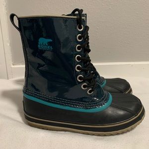 Sorel Teal/Blue Leather Insulated Waterproof Boots